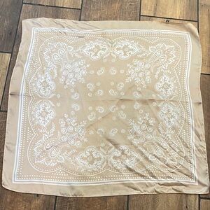 Tan and White Paisley Bandana Scarf